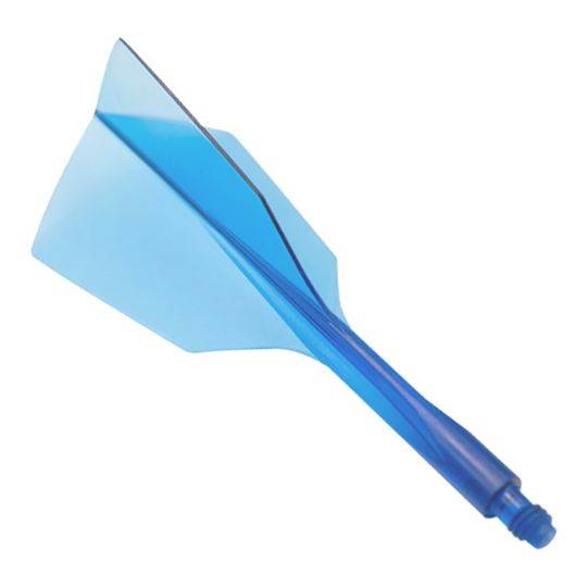 Sistema de vuelo Condor Ax 120 Azul claro - Estrecho Das Bild zeigt ein Dart-Flight-System in klarem Blau mit schmalem Design. Es handelt sich um das Produkt "Condor Axe 120 Flight-System Clear Blue - Narrow".