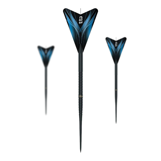 Dardos de acero Caliburn TTD Complete Titanium T1 negros - 5 g Abgebildet sind die Caliburn TTD Complete Titanium T1 Black Steeldarts - 5g. Die Darts haben ein schwarzes Design und wiegen 5g.