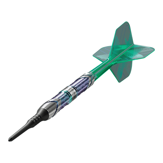 Dardos blandos Target Japan Kaze Series Ceros 03 - 19 g Dies ist der Target Japan Kaze Series Ceros 03 Softdart mit einem Gewicht von 19g. Der Dart hat ein auffälliges Design mit grünen Flights und einem strukturierten Barrel.