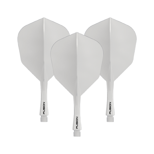 Sistema de eje de vuelo Winmau Fusion n.° 6, blanco sólido Gezeigt wird das Winmau Fusion Flight Shaft System No6 in Solid White, 22mm (1 Set). Es ist ein weißes Zubehörteil für Dartpfeile.