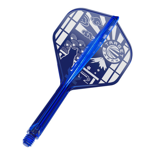 Vuelos estándar Target Japan K-Flex Blue Limited No2 Ein Produktbild von Target Japan K-Flex Blue Limited No2 Flights 26mm ist zu sehen. Das Produkt ist in blauer Farbe gestaltet.
