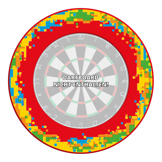 Bild des Produkts mit dem Dateinamen MSF-H5_McDart_Pixel_Dartboard_Surround_Rot_3. Es ist auf einem weißen Hintergrund dargestellt.