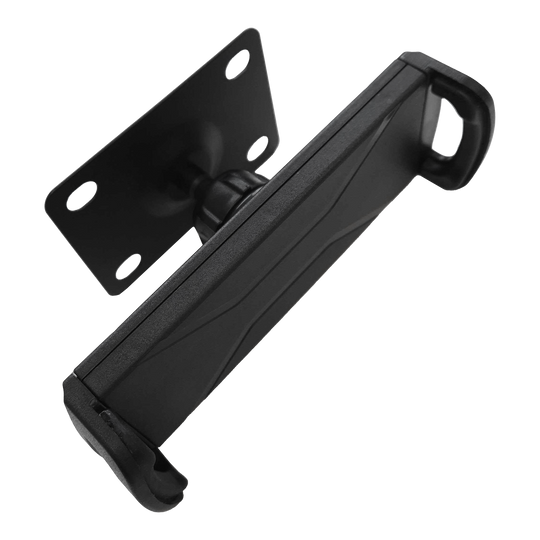 Soporte de pared para tablet McDart TABSteady Die Abbildung zeigt die McDart TABSteady Tablet Wandhalterung in schwarzer Farbe. Die Halterung verfügt über eine stabile Montageplatte und verstellbare Haltearme für Tablets.
