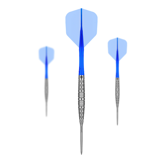 Dardos de acero Caliburn Rix EZ-EVO R6 Das Bild zeigt Caliburn Rix EZ-EVO R6 Steeldarts in einem Set. Diese Steeldarts sind speziell für Präzisionswürfe entwickelt.