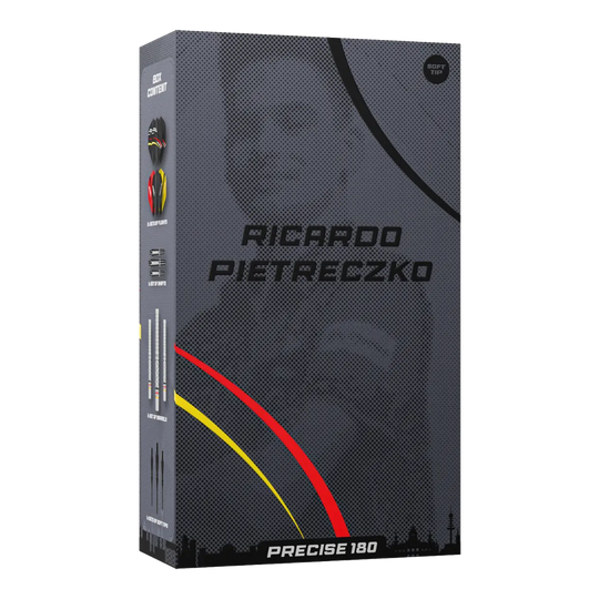 Dardos blandos Precise 180 Ricardo Pietreczko GEN1 Abgebildet sind die Precise 180 Ricardo Pietreczko GEN1 Softdarts. Sie eignen sich ideal für Präzisionswürfe im Softdart-Bereich.