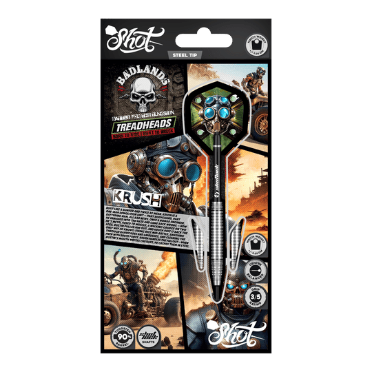 Dardos de acero Shot Badlands Krush Abgebildet sind die Shot Badlands Krush Steeldarts. Diese Steeldarts sind für ein exaktes Spiel konzipiert.