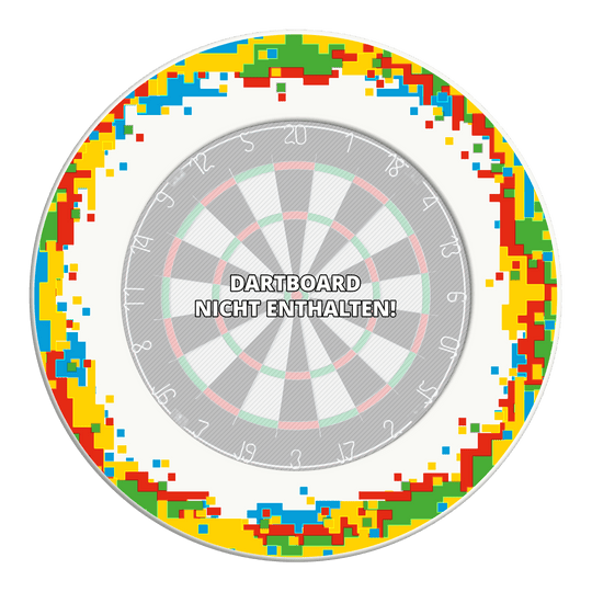 Marco para diana de píxeles McDart Das Bild zeigt eine weiße Umrandung für ein Dartboard. Diese schützt die Umgebung vor abprallenden Pfeilen.