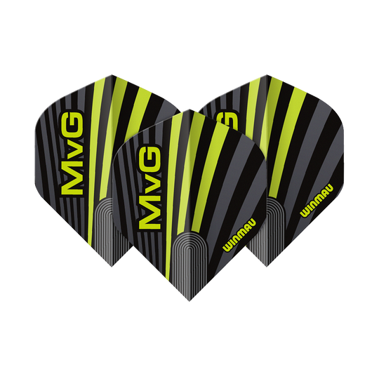 Vuelos estándar Winmau Prism Delta MvG Gris Verde No. 2 Abgebildet sind die Winmau Prism Delta MvG Grey Green No2 Standard Flights. Diese Dart-Flights haben ein graues und grünes Design.