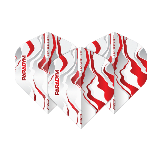 Vuelos estándar Red Dragon Hardcore Premium Paradym Red Premium No2 Abgebildet ist ein Set Red Dragon Hardcore Premium Paradym Red Premium No2 Standard Flights. Das Produkt zeigt hochwertige Dart-Flights in Standardgröße.