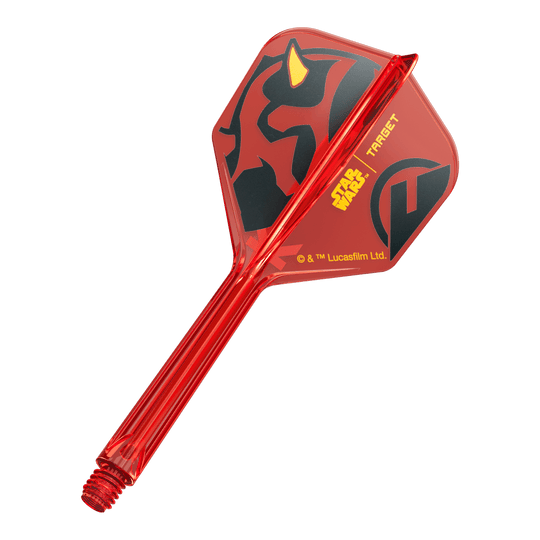 Vuelos Target Star Wars K-Flex Darth Maul No. 6 Ein einzelner Dartflight mit dem Titel '410522_Target_StarWars_KFlex_DarthMaul_No6_Flights_Medium_33mm_1'. Das Bild zeigt ein Star Wars Motiv im Darth Maul Design in mittlerer Größe.