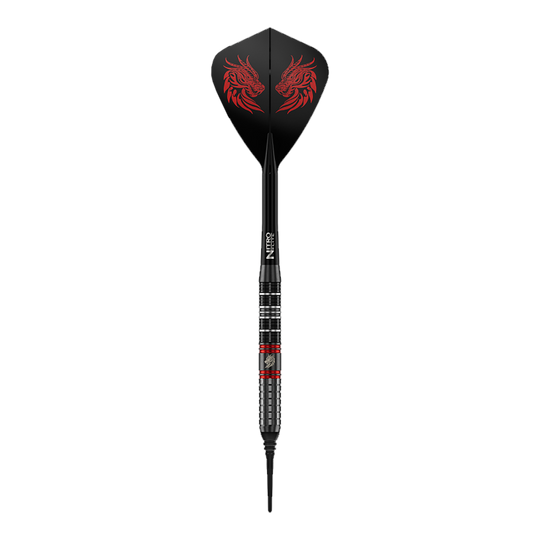 Dardos blandos Red Dragon Jonny Clayton RD-ULTRA - 18 g Dieses Bild zeigt einen einzelnen Red Dragon Jonny Clayton RD-ULTRA Softdart mit 18g. Zu sehen sind silberne, schwarze und rote Elemente sowie ein auffälliger Flight.