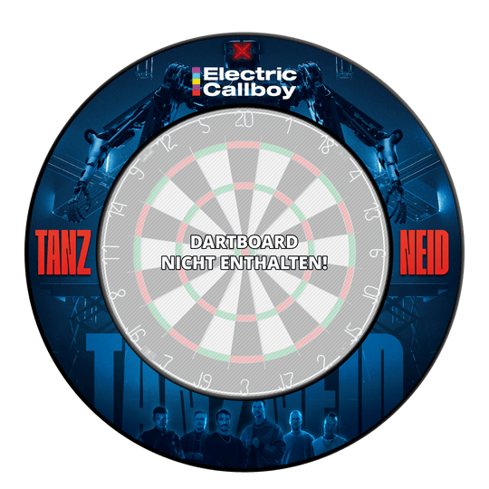 Tablero de dardos Electric Callboy Dance Envy Surround Zu sehen ist vermutlich das Produkt 'EC01 Electric Callboy Tanzneid Dartboard Surround 3'. Es ist ein Schutzring für eine Dart-Scheibe.