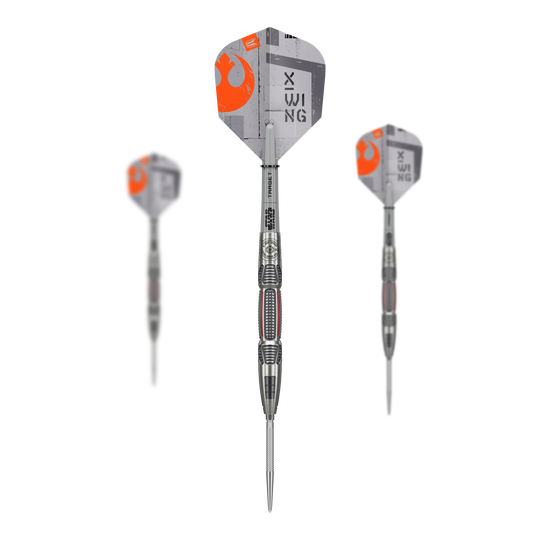 Dardos de acero Target Star Wars X-Wing Swiss Point Auf dem Bild ist ein Set der Target Star Wars X-Wing Swiss Point Steeldarts zu sehen. Die Darts zeichnen sich durch ein besonderes Star Wars Design aus.