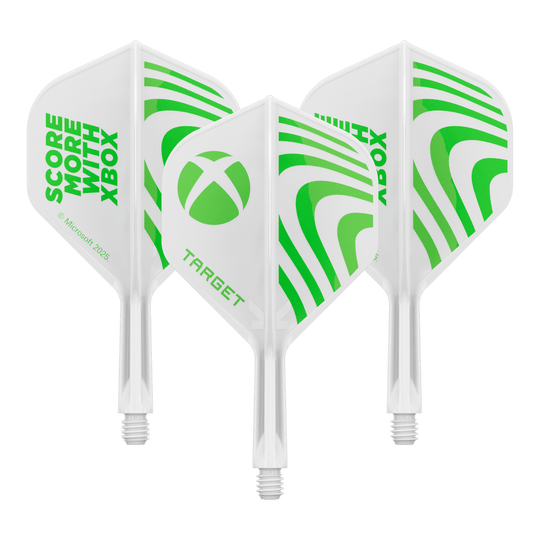 Plumas estándar Target Xbox K-Flex No2 - Blancas Zu sehen ist ein Dart Flight Set mit dem Dateinamen 410610_Target_Xbox_KFlex_No2_Standard_Flights_19mm_1Set. Das Set enthält mehrere Standard Flights.