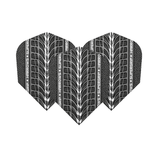 Harrows Supergrip Blanco N° 6 Harrows Supergrip Weiß No6 Flights sind abgebildet. Das Bild zeigt weiße Dart-Flights der Marke Harrows.