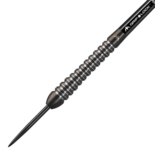 Dardos de acero Mission Spiro Modelo 2 - 22 g Dies ist ein Mission Spiro Model 2 Steeldart mit einem Gewicht von 22 Gramm. Der Dart hat ein silbernes, gerilltes Barrel und eine schwarze Grip-Lock-Schäfte.
