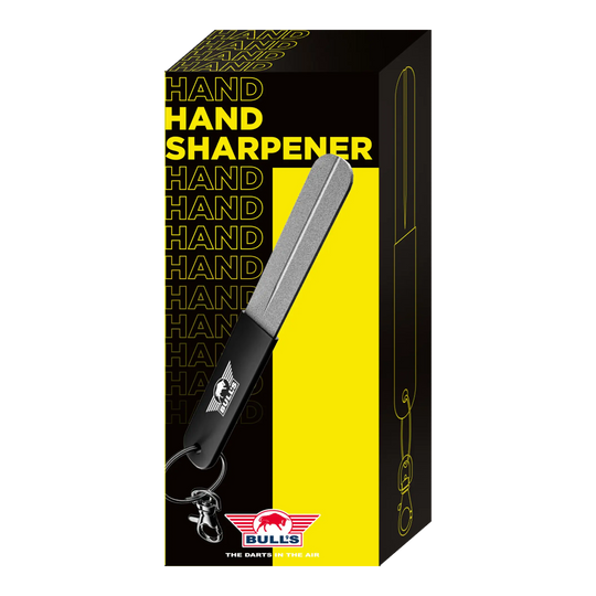 Piedra de afilar para afilador manual Bulls NL Hier sieht man den Bulls NL Hand Sharpener Schleifstein, geeignet zum Nachschärfen von Darts. Das Produkt wird aus einer weiteren Ansicht präsentiert.