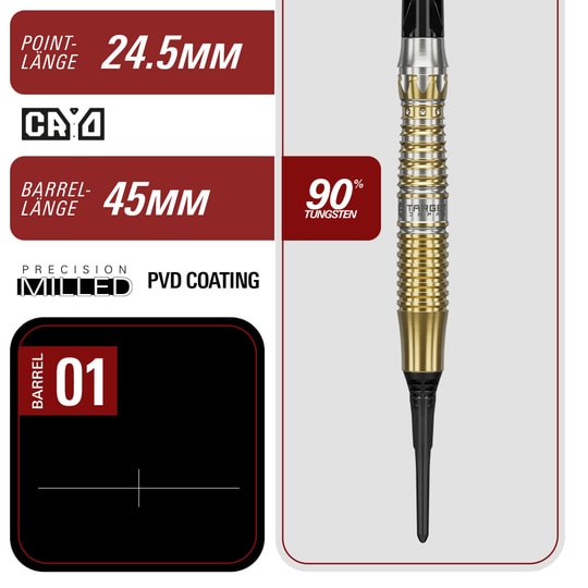 Dardos blandos Target Black Marque Enzo - 18 g Target Black Marque Enzo Softdarts - 18g abgebildet. Schwarze Softdarts mit stilvollem Design, ideal für Präzisionsspieler.
