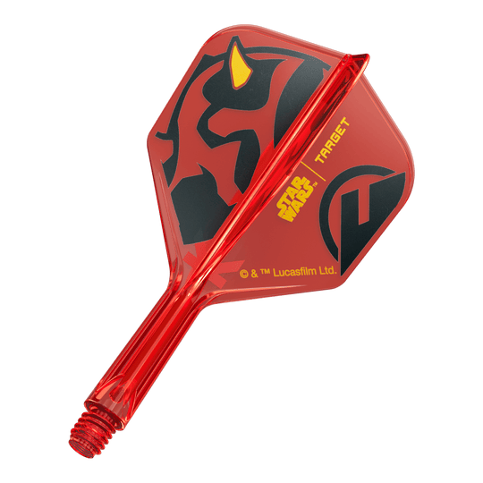 Ein Bild eines Dartflugs, basierend auf dem Dateinamen '410520_Target_StarWars_KFlex_DarthMaul_No6_Flights_Short_19mm_1'. Das Produkt zeigt ein Star Wars Motiv im Darth Maul Design.