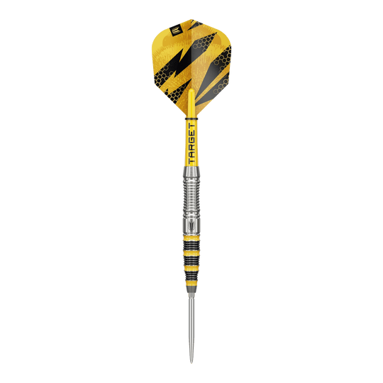 Dardos de acero Target Buzz 03 Swiss Points Dieses Bild zeigt Target Buzz 03 Swiss Points Steeldarts aus einer anderen Perspektive. Die Darts zeichnen sich durch ihr präzises Design aus.