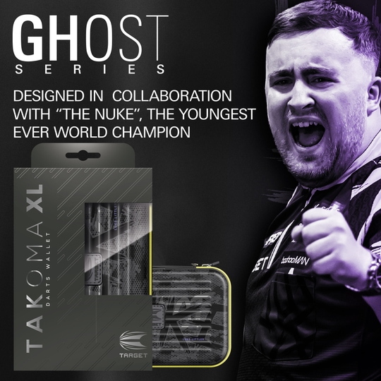 Estuche para dardos Takoma XL Ghost Series Luke Littler Zu sehen ist das Takoma XL Ghost Series Luke Littler Dartcase. Das Dartcase ist modern gestaltet und dient zur Aufbewahrung von Darts.