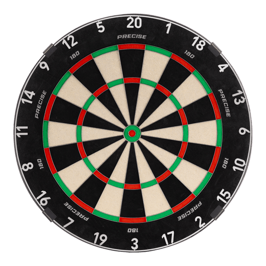 Diana de dardos de acero Endorphine de precisión 180 con anillo numerado - Gris plomo Das Bild zeigt das Precise 180 Endorphine Steeldartboard mit Nummernring in Gunmetal. Es handelt sich um eine moderne Dartscheibe für Präzisionswürfe.