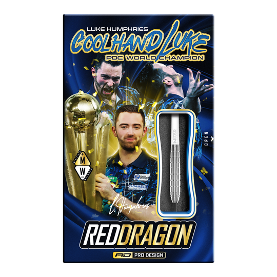 Dardos de acero Red Dragon Luke Humphries TX1 Pioneer Die Abbildung zeigt die Red Dragon Luke Humphries TX1 Pioneer Steeldarts. Es handelt sich um hochwertige Steeldarts für professionelle Dartspieler.