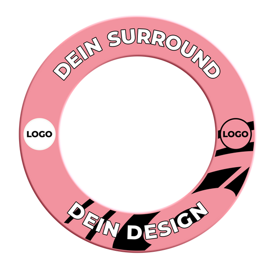 Marco de diana con tu diseño Das Bild zeigt ein Dartboard Surround in Pink. Der Dateiname ist 'MSF-Pink_Dartboard_Surround_Wunschdruck_Pink_2'.