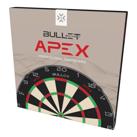 Diana de acero Bullet Apex Abgebildet ist das Bullet Apex Steeldartboard. Das Produkt wird aus einer anderen Perspektive gezeigt.