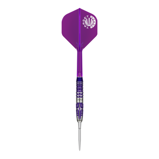Hier sieht man die Target Japan Endeavour Kasumi Sato GEN3 Swiss Point Steeldarts. Die Abbildung zeigt die Besonderheiten dieses Dart-Sets.