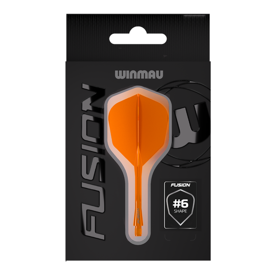 Sistema de eje de vuelo Winmau Fusion n.° 6 naranja neón Das Bild zeigt das Winmau Fusion Flight-Shaft-System No6 in Neon Orange. Dieses System verbindet Flight und Shaft zu einer stabilen Einheit für Dartpfeile.