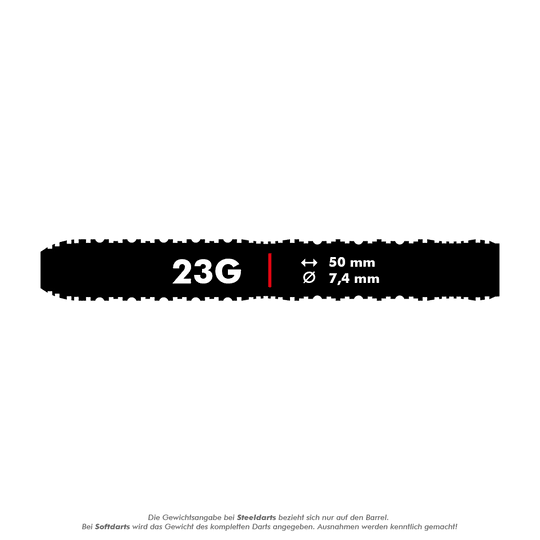 Dardos de acero Shot ZEN Straight Turbo Point - 23 g Abgebildet sind die Shot ZEN Straight Turbo Point Steeldarts mit einem Gewicht von 23g. Diese Darts sind für präzises Spielen konzipiert.