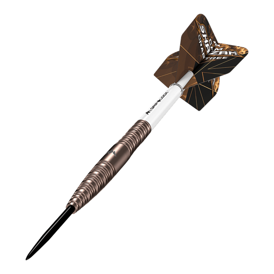 Dardos Mission Cam Crabtree V2 de acero de tungsteno al 95 % Mission Cam Crabtree V2 95% Tungsten Steeldarts sind auf dem Bild zu sehen. Sie bestehen aus hochwertigem Wolfram und sind speziell für den Dartsport entwickelt.