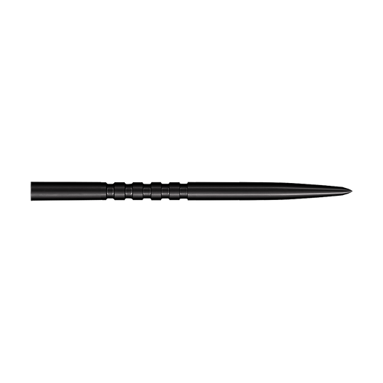 Puntas de dardos Shot Grip Point de acero - Negras Auf diesem Bild sind schwarze Steeldartspitzen zu sehen. Das Modell Grip Point hat eine Länge von 45 mm.