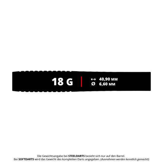 Das Bild zeigt die Target Stephen Bunting GEN5 Void Softdarts mit 18 Gramm Gewicht. Die Darts sind für Softdartspiele konzipiert.