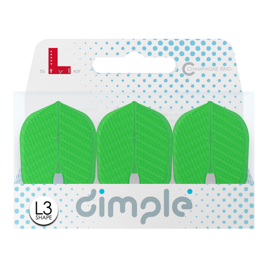 L-Style Flights Dimple Champagne L3PRO Shape Das Foto präsentiert die L-Style Flights Dimple Champagne L3PRO Shape. Die Flights haben eine spezielle Oberflächenstruktur.