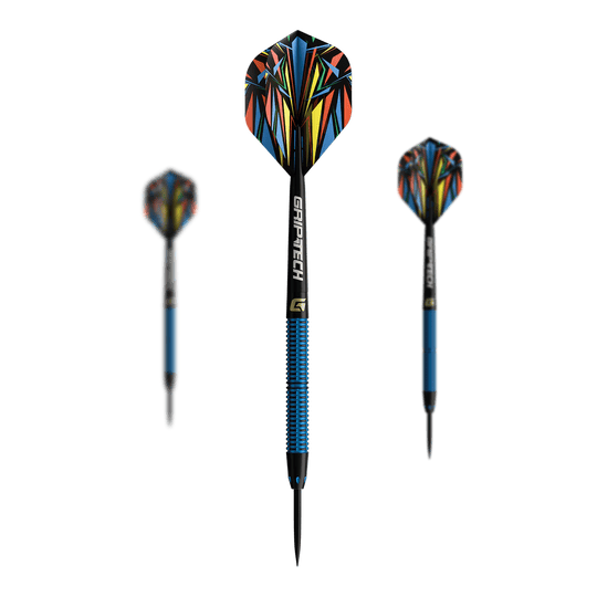 Dardos de acero de tungsteno azul GOAT Athlete Das Bild zeigt die GOAT Athlete Black Tungsten Steeldarts. Die Darts sind für professionelle Spieler geeignet.