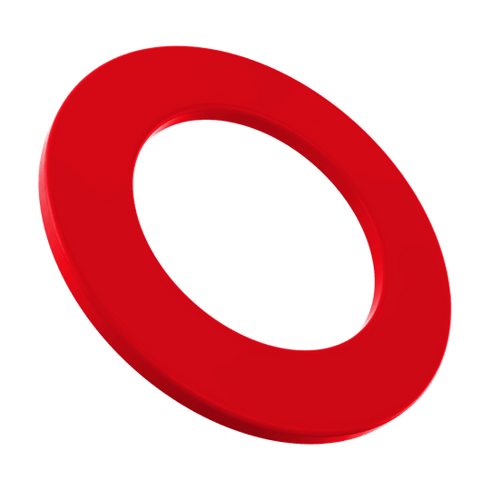 Abgebildet ist ein Steeldartboard-Surround in Rot. Der Ring schützt die Umgebung der Dartscheibe.