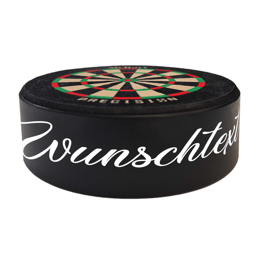 Mini diana de dardos de precisión McDart con texto personalizado Abgebildet ist ein Produkt mit dem Dateinamen 765_McDart_Mini_Precision_Dartboard_Darthalter_2_WeatherSunday. Es handelt sich wahrscheinlich um ein Dartboard oder Zubehör.