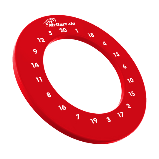 Roter Zahlenring für eine Dartscheibe ist dargestellt. Das Bild zeigt die äußere Umrandung einer Dartscheibe mit Zahlen.