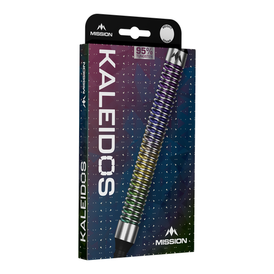 Dardos blandos Mission Kaleidos - 19 g Mission Kaleidos Softdarts - 19g sind auf diesem Bild abgebildet. Diese Darts bieten eine gute Kontrolle beim Werfen.