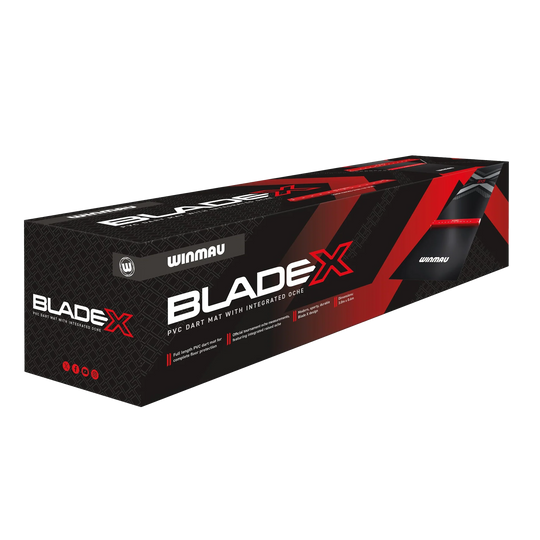 Tapete de dardos de PVC Winmau Blade X Dieses Bild präsentiert die Winmau Blade X PVC Dartmatte. Sie bietet festen Halt und verhindert Schäden am Boden beim Dartspielen.