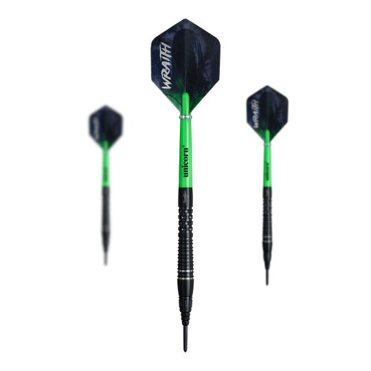 Dardos blandos Unicorn Wraith Gary Anderson Phase 6 - 20 g Das Bild zeigt ein Set der Unicorn Wraith Gary Anderson Phase 6 Softdarts mit 20g Gewicht. Das Set ist vollständig abgebildet.