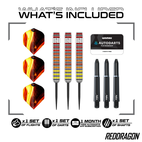 Dardos de acero Red Dragon Furnace Dies ist ein Red Dragon Furnace Steeldart. Der Dartpfeil wird für Präzision und Stabilität beim Spielen verwendet.