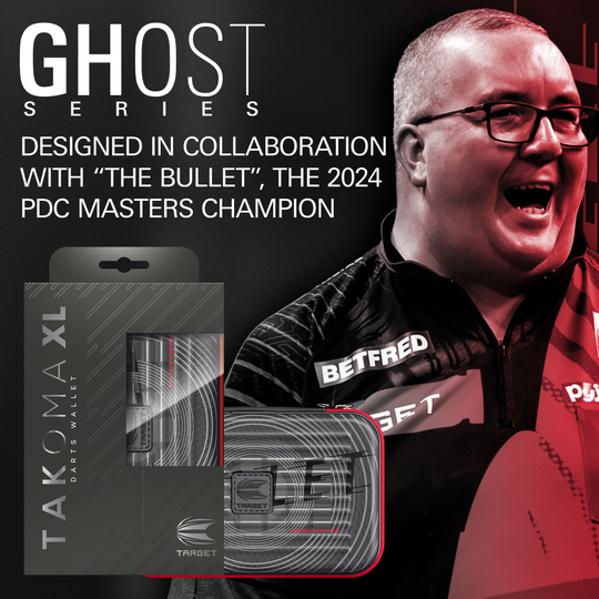 Estuche para dardos Takoma XL Ghost Series de Stephen Bunting Zu sehen ist das Takoma XL Ghost Series Stephen Bunting Dartcase. Die Darttasche bietet Schutz und Stil für Dartzubehör von Stephen Bunting.