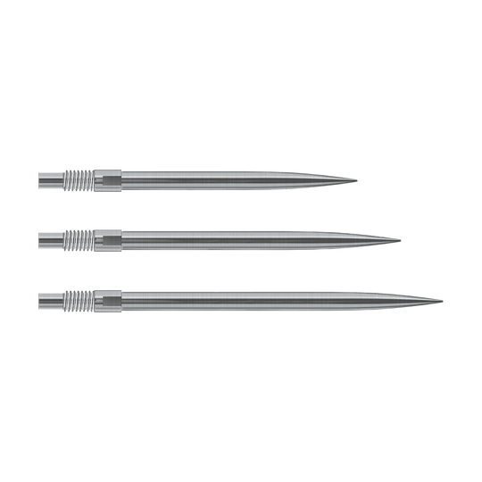Puntas de dardos Harrows Quick Point - Plateadas Das Bild zeigt silberne Harrows Quick Point Dartspitzen. Sie sind für Dartspieler zum einfachen Wechsel der Spitzen gedacht.