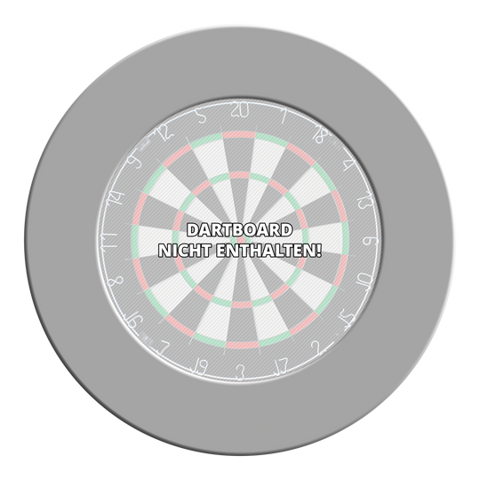 Abgebildet ist ein graues Steeldartboard-Surround. Der Dateiname lautet 'DBS-grau_McDart_Steeldartboard_Surround_Grau_1'.