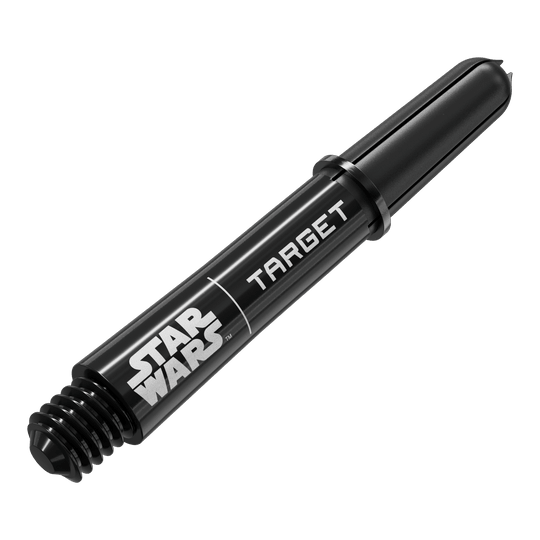 Varillas Target Star Wars ProGrip - Negras Das Bild zeigt das Produkt mit dem Dateinamen 380420_Target_StarWars_ProGrip_Shafts_Schwarz_Short_34mm_2. Es handelt sich wahrscheinlich um schwarze, kurze Dartshafts mit Star Wars-Design.