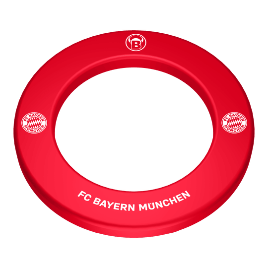 Borde de diana premium del Bulls FC Bayern Munich Das Bild zeigt das Bulls FC Bayern München Premium Dartboard Surround. Es handelt sich um eine hochwertige Umrandung für ein Dartboard im Design des FC Bayern München.