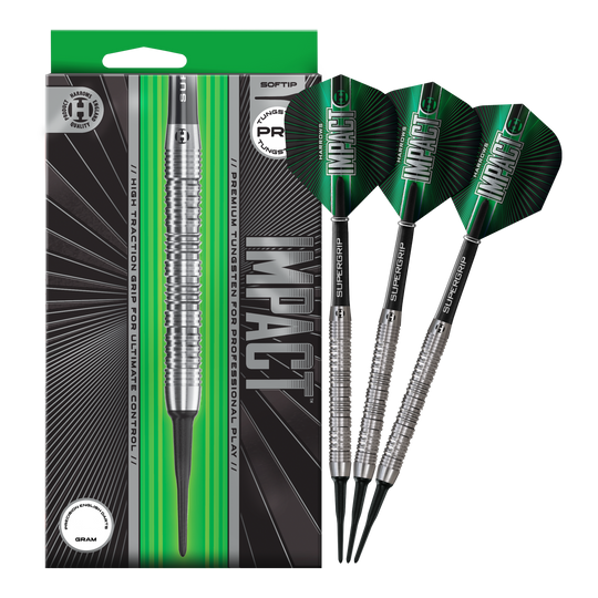 Dardos blandos de impacto Harrows Auf dem Bild sind die Harrows Impact Softdarts komplett abgebildet. Das gesamte Produkt wird dargestellt.